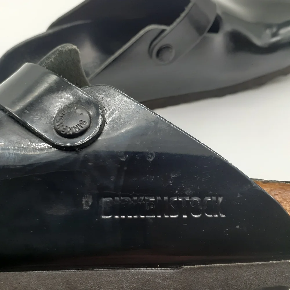SOLD ON EBAY Birkenstock Boston Mules Patent Leather Sz 39 (8-8.5) Narrow - Picture 8 of 13